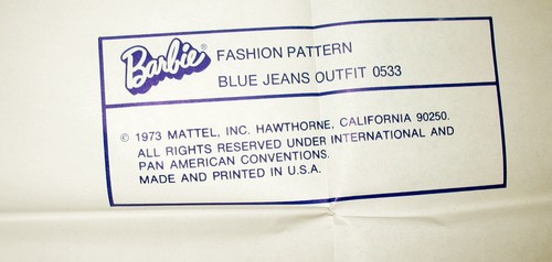 Rare 1973 Mattel Barbie Patterns for Girls sz 6 8 10 Apple Jumper, Blue Jean - Picture 2 of 4