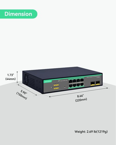 Switch PoE 8 Ports à Distance géré par Le Cloud avec 2 Uplink SFP Ports Gigab... - Photo 8/9