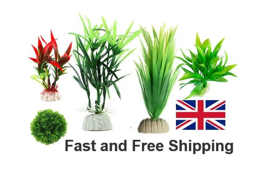 8-30 cm Artificial Plastic Plants Water Grass Leaf Fish Tank Aquarium Plant UK