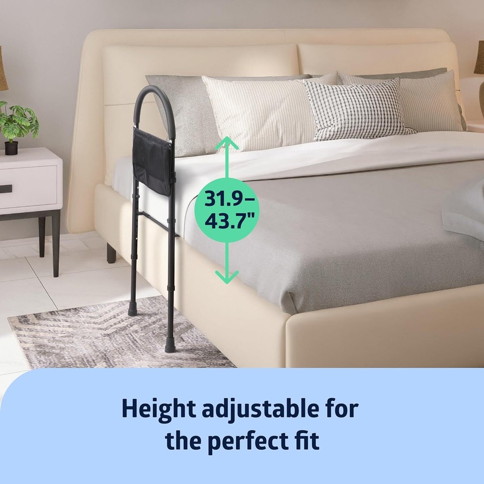 Medline Bed Assist Bar Height Adjustable Bed Rail for Seniors Durable