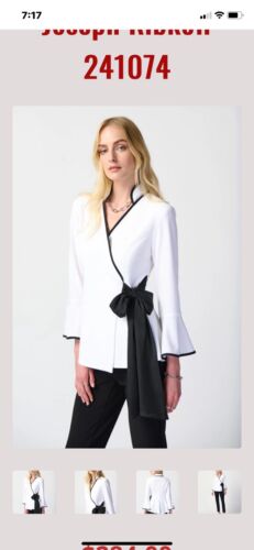 Joseph Ribkoff Black & White Color Block Fit & Flare Wrap Jacket Size 8 NWT - Picture 4 of 12
