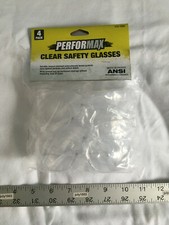 NEW 4-pk Clear Safety Glasses - Polycarbonate Lenses, Wraparound Style - Ind Pkg