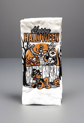 NEW Disney Mickey Donald Goofy Pluto ''Happy Halloween'' Kitchen Towels Set of 2