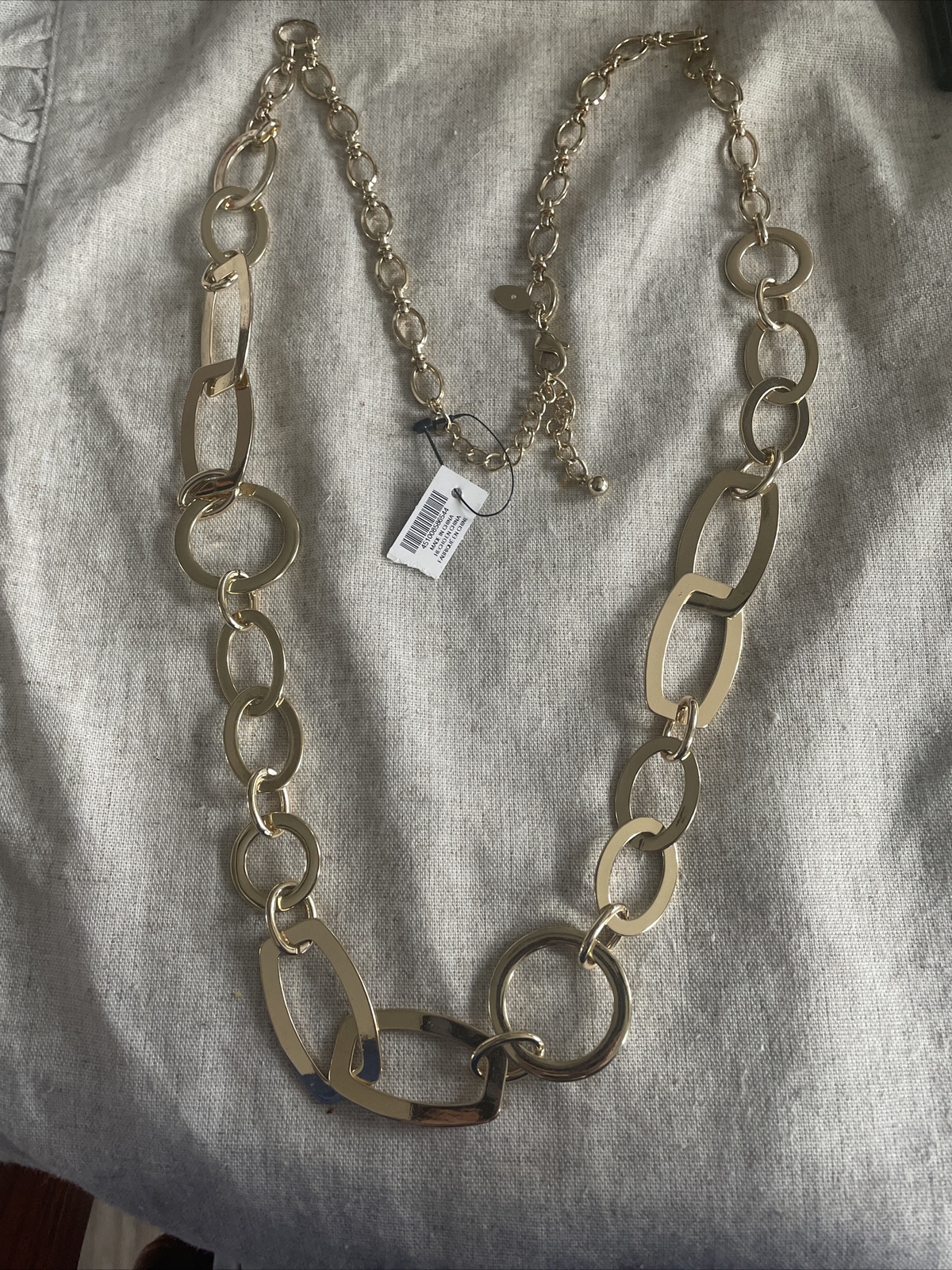 CHICO'S Statement Gold Tone Geometric Necklace 73… - image 2