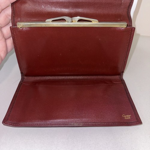 Vintage Cartier Paris Long Wallet with Coin Case Check Book Bordeaux Leather - Picture 3 of 12