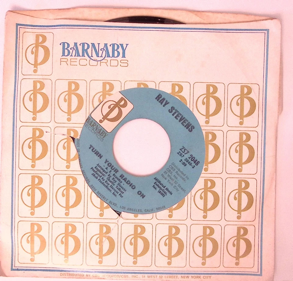 RAY STEVENS TURN YOUR RADIO ON/LOVING YOU ON PAPER BARNABY RECORDS VINYL 45 68-9 - Image 2 of 4