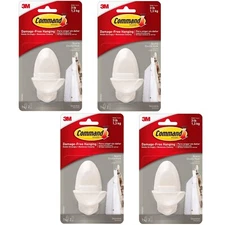 4 Packs 3M Command 1 Quartz Double Hook & 2 Adhesive Strips Per Pack Max 3 lb