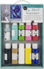 American Crafts Color Pre-Mixed Pour Art Starter Kit w/ Canvas, 348493
