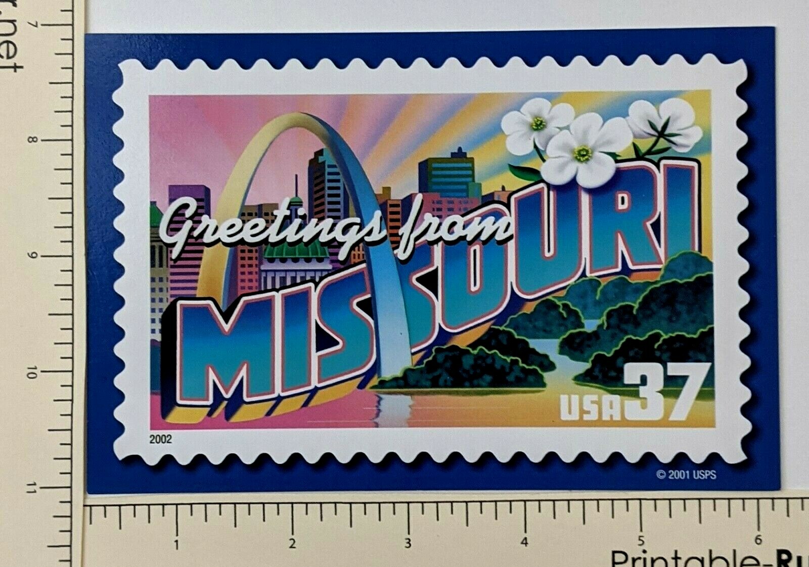 Greetings From Missouri Large Letter Modern USPS Stamp Postcard St