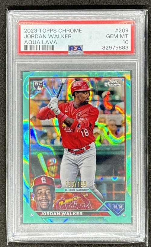 2023 Topps Chrome Jordan Walker #209 Rookie Aqua Lava Refractor /199 - PSA 10