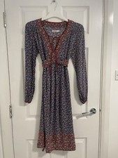 Cath Kidston vintage floral folk boho hippy viscose dress UK 8