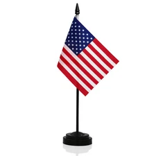 Anley USA Deluxe Desk Flag Set - 6 x 4 inch Miniature American US Desktop Flag