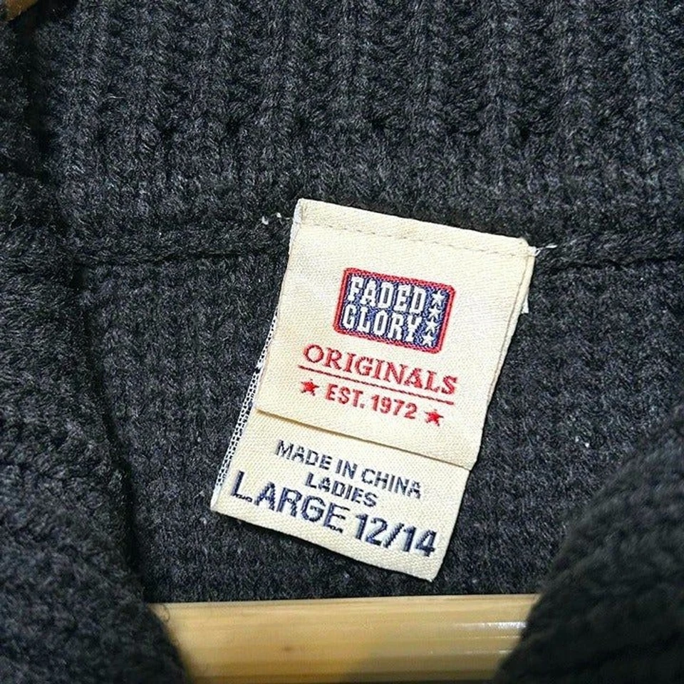 Cárdigan plumero vintage Y2k descolorido gloria tejido con cable suéter para mujer grande Foto 4 de 4