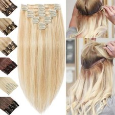 7PCS 100 Remy Human Hair Extensions Clip In Hair Extensions Straight Highlight