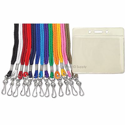 Lot of 25 NECK Lanyards + Badge Holders FREE SHIP SALE