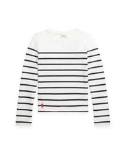 NEW Polo Ralph Lauren Swimsuit Top Stripe Rash Guard Girls Medium 8 10 NWT