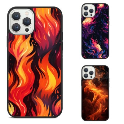 pattern stylized flames PC Case For iPhone 11 12 13 14 15 Pro Max Mini