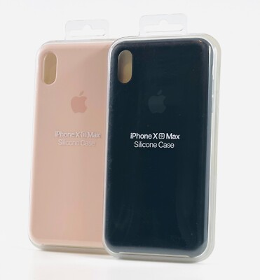 OEM Apple Genuine Soft Silicone Case for Apple iPhone XS Max - Black / Pink Sand