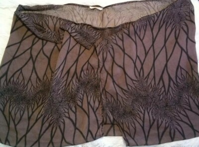 Diosa Scarf with Sleeves Shawl Cover Up Brown with Black One Size Sheer
