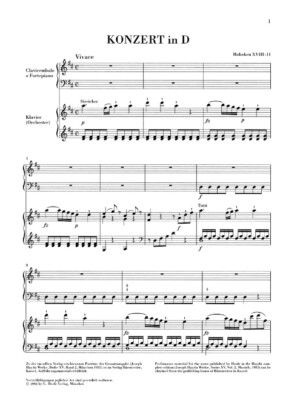 Joseph Haydn Concerto for Piano (Harpsichord) and Orchestra D Major Hob.XVIII:11