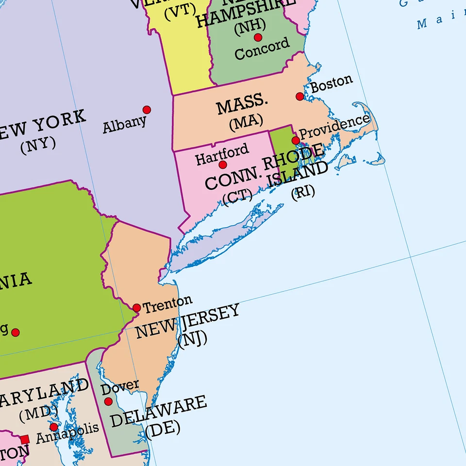 Map of United States of America, USA States, Map of American States and Capitals - Image 3 of 4