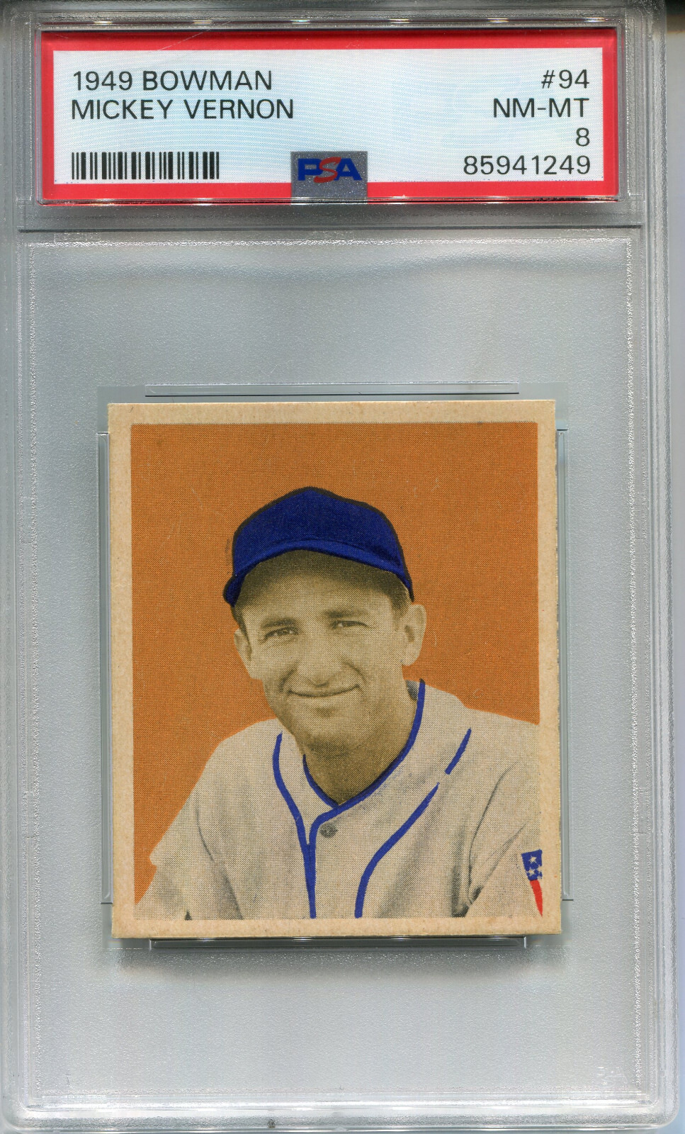 1949 Bowman #94 Mickey Vernon PSA 8 NM-MT Cleveland Indians