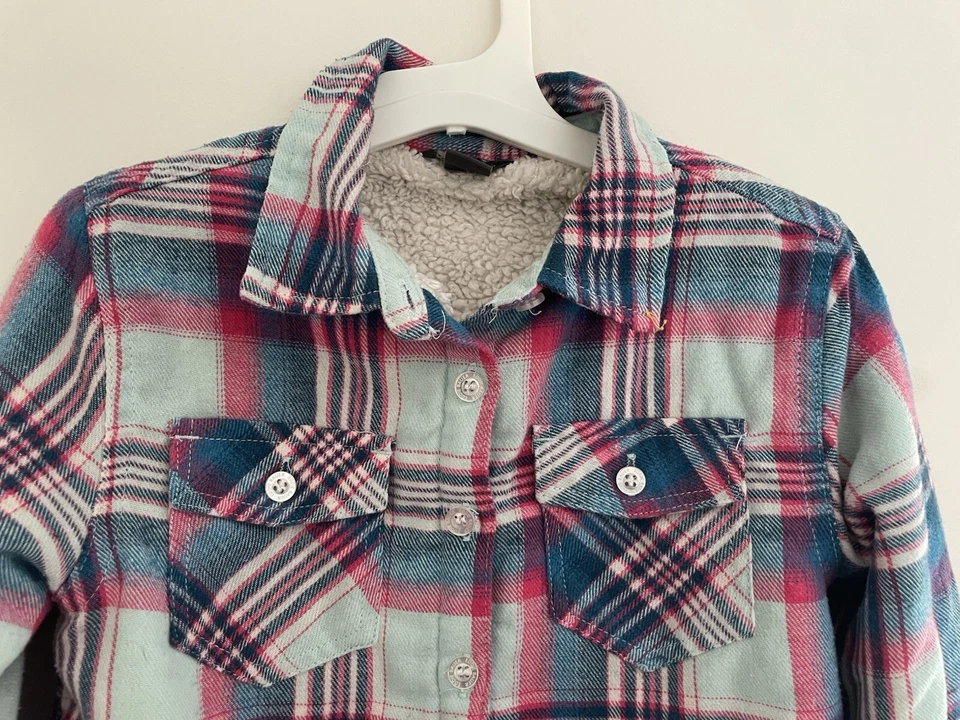 Jaqueta de algodão Eddie Bauer infantil masculina aconchegante forrada de lã macia xadrez botão multi 4/5 - Imagem 3 de 4