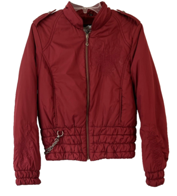 HARLEY-DAVIDSON フード付きジャケット Harley Davidson Motorcycle Puffer Jacket Red Sz M Embroidered Zip