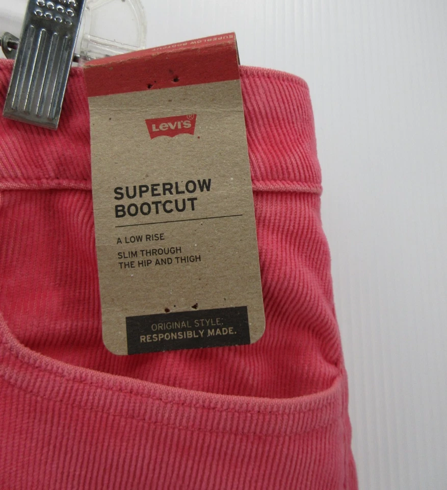Calça Levis Feminina 33 Veludo Rosa Superbaixa Bootcut Calça 33X32 Nova Com Etiqueta * - Imagem 3 de 4