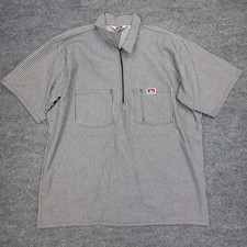 Vintage Ben Davis Hickory Stripe Work Shirt XL Half Zip Short Sleeve