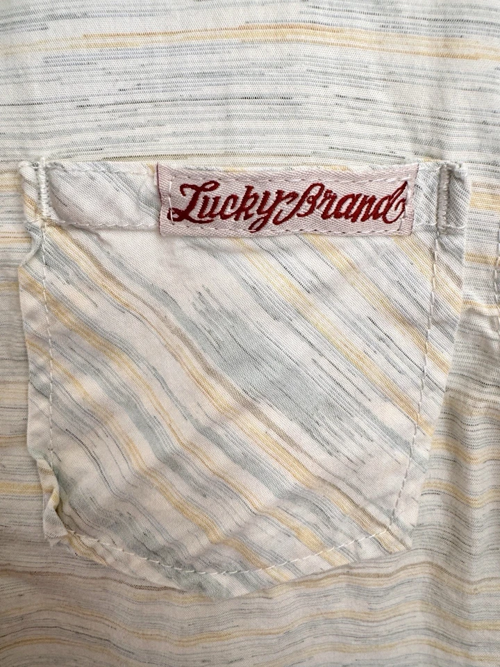 Camisa con botones de manga corta Lucky Brand para niños a rayas estilo occidental 2T Foto 4 de 4