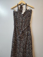 Abercrombie  Fitch Ditsy Floral Sleeveless Halter Wide Leg Crop 90s Jumpsuit LT
