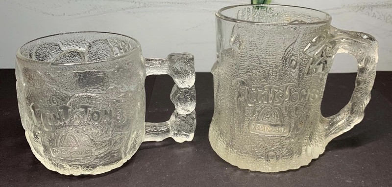 Set of 2 Vintage McDonald’s Flinstones Glass Mugs