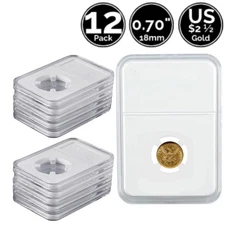 12 Pack 18 mm Slab Coin Snap Holder for US $2 ½ Gold Dollar 1840 to 1929
