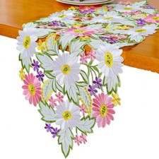 Spring Daisy Table Runners Embroidered Flowery Table Linen Home Decoration 34 In