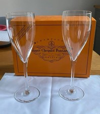 2 x Veuve Clicquot Champagne Flute Boxed New Unused Rare 19 cms Tall