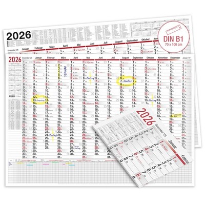 TOBJA XXL Wandkalender 2026 mit Rückseitendruck Jahresplaner 2026 100x70 cm mit