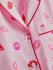 Pretty Pink Satin Lips Valentines Boyfriend Pyjamas  2XS-2XL