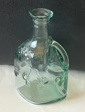 Vintage Green Glass Art Design Canadian Maple Syrup Bottle Pour Spout