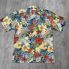 VINTAGE 80s 90s PIERRE CARDIN HAWAIIAN SHIRT BUTTON UP FLOWERS LEAF SMALL