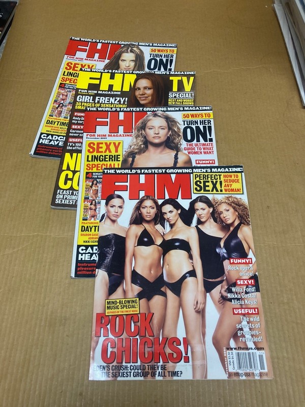 Lot 4 FHM Magazines 2001 - Sharonn Case Nikki Cox Kelly Monaco Eden's Crush