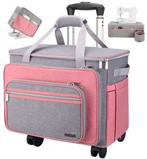 Sewing Machine Case with Wheels, 3 in 1 Foldable Deluxe Rolling Carrying Bag ...