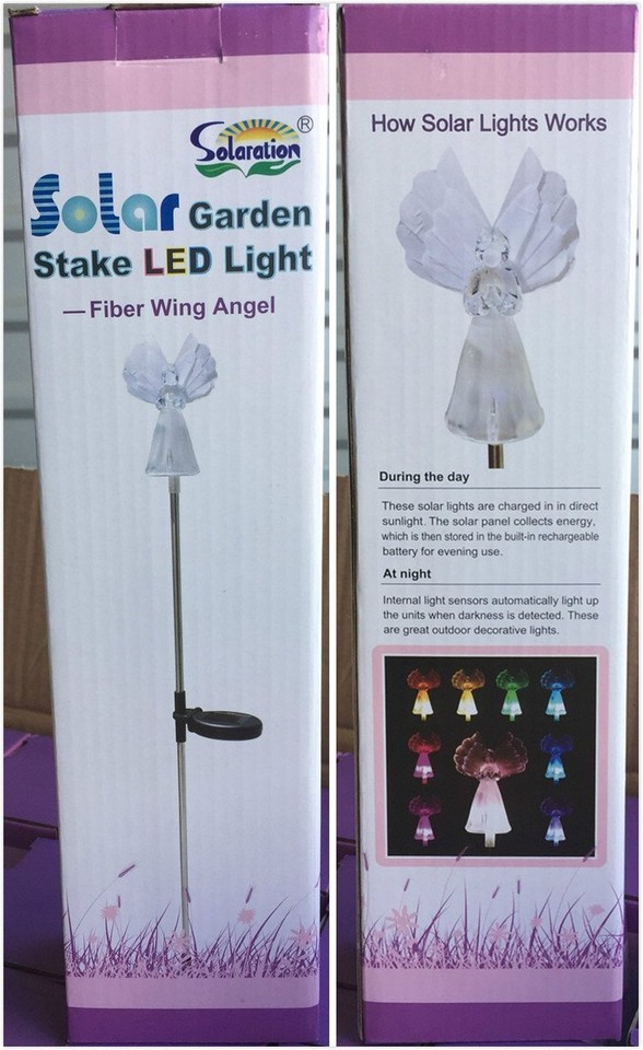 Solaration 1033 Frosty Snow White Angel Garden Light, Fiber Optic Wing ...
