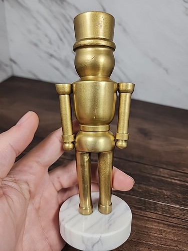 ☆~Target Threshold Small Gold Brass Marble Nutcracker Figural Object Christmas~☆ - Picture 5 of 9