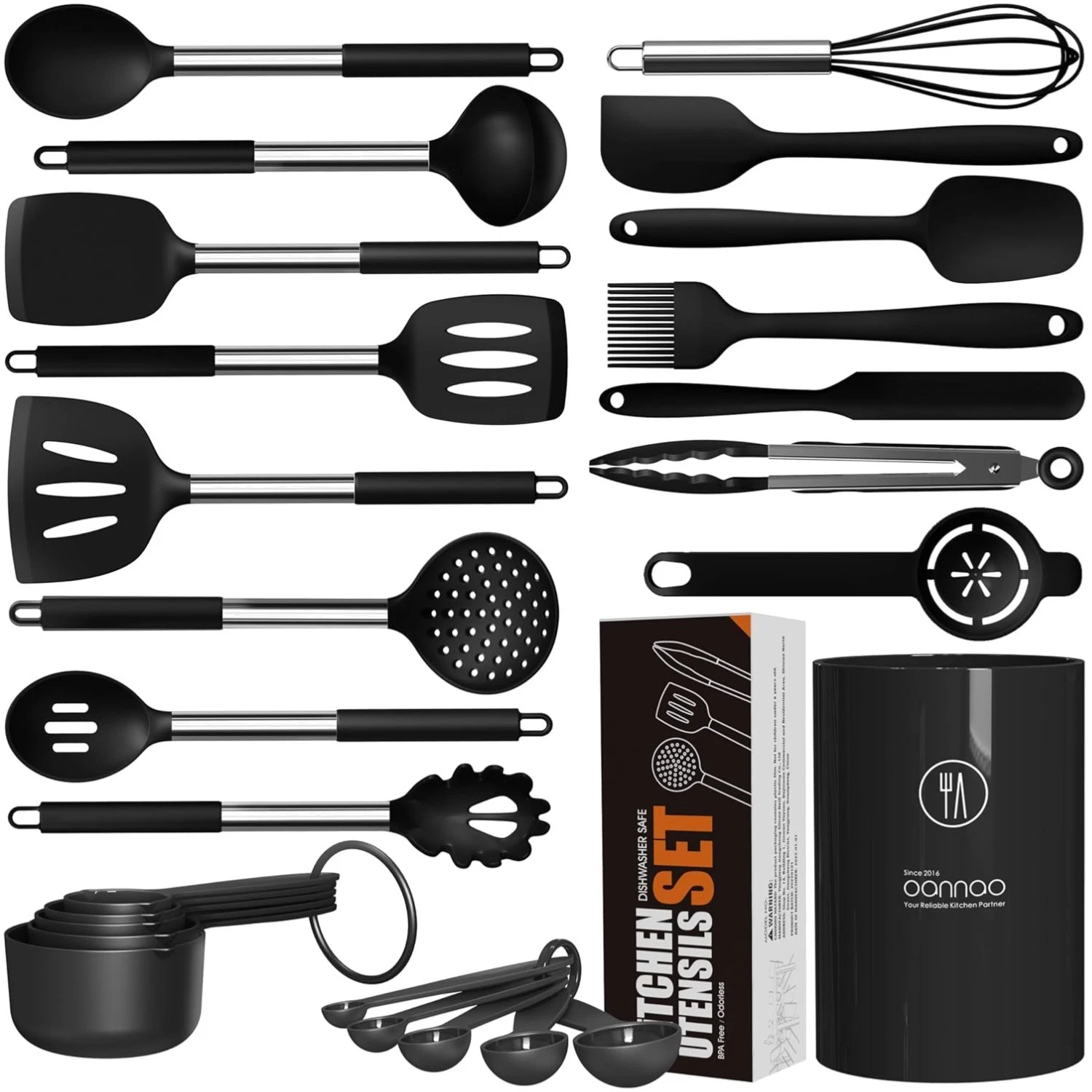 Complete 18-Piece Silicone Cooking Utensils Set - The Elegance of Modern Cooking