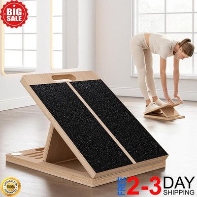 Wooden Slant Board for Calf Stretching and Foot Mobility - Portable Fitness Tool