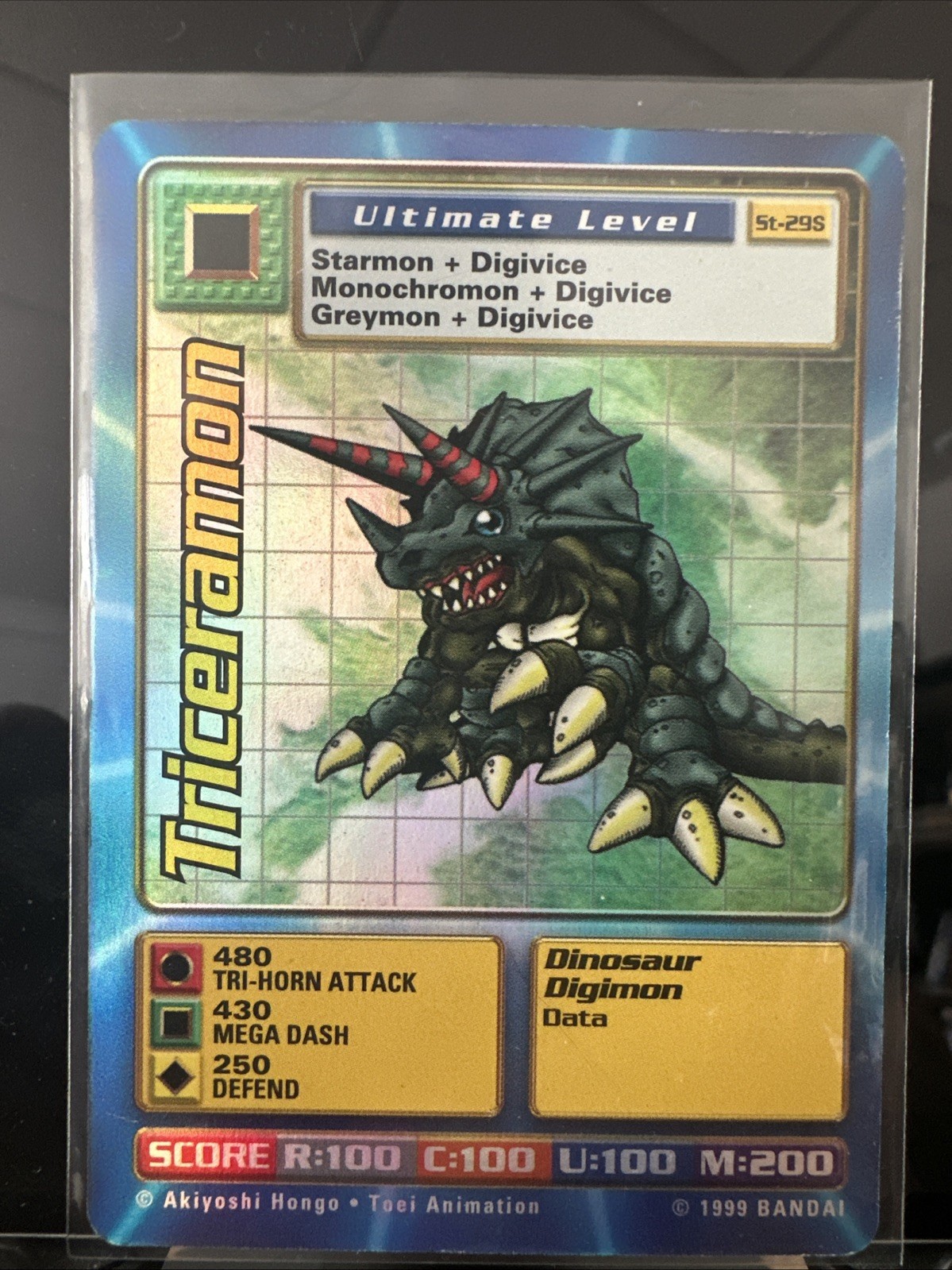 Triceramon St-29S Foil Digimon Card Bandai 1999 - MP