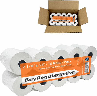 Receipt Paper Roll for Square Terminal Credit Card Machine 2 1/4 x 55, 10 rolls