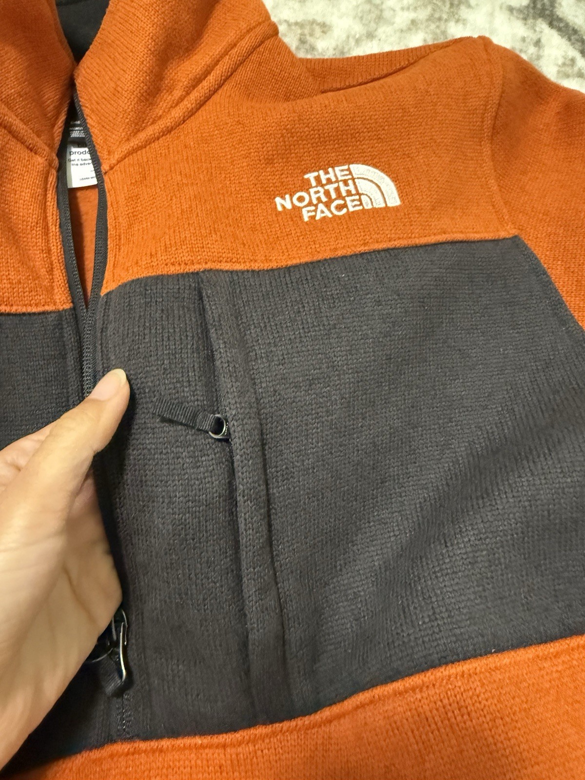 The North Face Mid-Length 1/4 Zip Fleece Jacket Earthen Copper Black Men M thumbnail 5