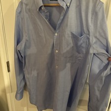 TOMMY HILFIGER Mens Blue Button Down Dress Shirt Size L 388